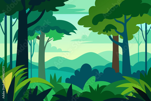 tropical forest with thick canopy