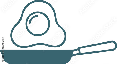 Fried Egg Pan Icon: Minimalist Line Art