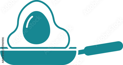 Fried Egg Icon: Teal Breakfast Graphic