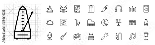 Music Instrument Audio Icon Set Outline Sound Musical Equipment Vector