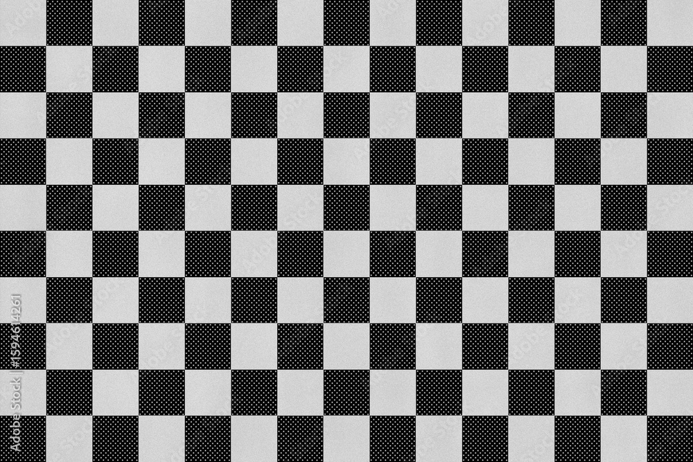 Fototapeta premium Colorful trendy checker board background template. Geometric cool square texture in vintage milenium style. Psychedelic poster frame bundle. Silver black background, wallpaper