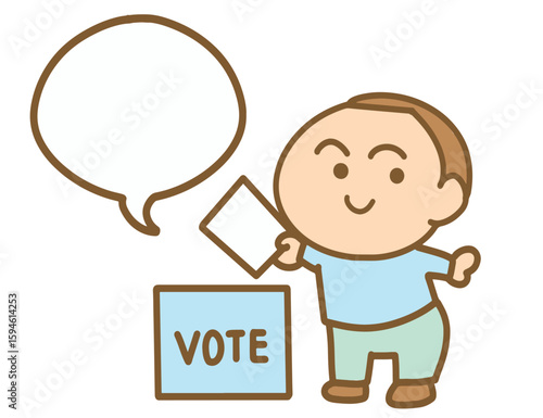 Little boy casts his vote in the ballot box