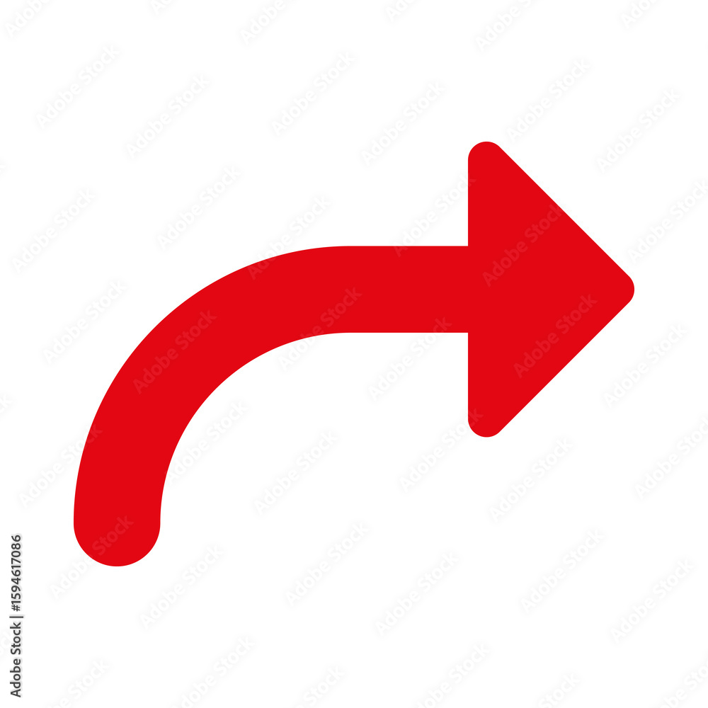 Red arrow sign isolated on white background, a 3D vector illustration for direction or refresh icon concept Red arrow sign isolated on white background, a 3D vector illustration for direction or refresh icon concept