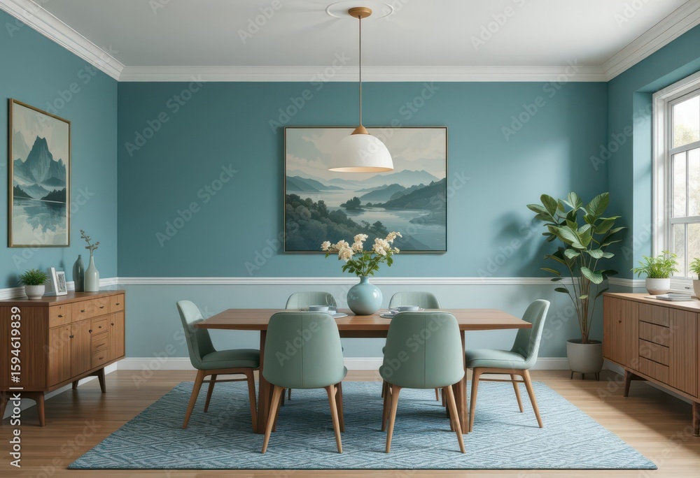 Fototapeta premium Revive Retro Style with a Sophisticated Color Palette and Classic Furniture