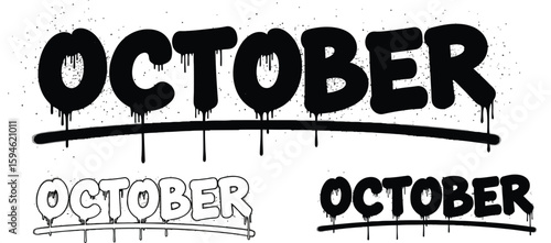 October month graffiti style vector illustration design for halloween and autumn season promotion use vector