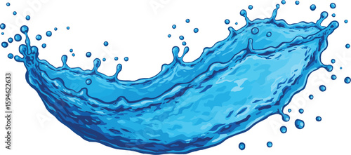 Seamless vector pattern of abstract blue water drops and waves creates a decorative ocean splash design