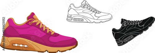 Find your perfect running shoes athletic footwear sneakers trainers footwear for sports and exercise needs vector