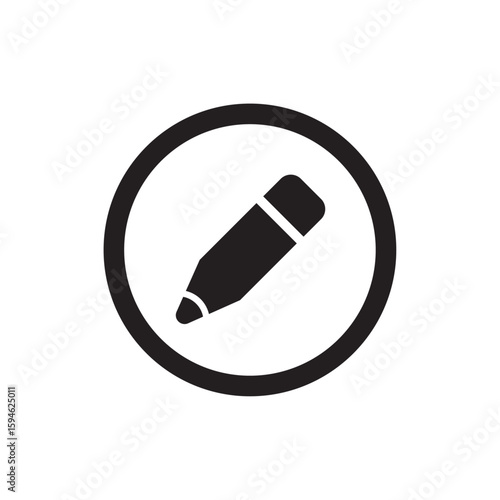Short pencil sign. Black and white