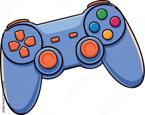 Video game controller vector illustration with joystick and buttons isolated on white background