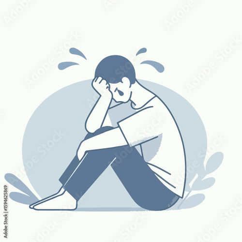 vector illustration of someone crying
