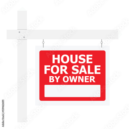 House for sale by owner for sale sign. Real estate banner for property sales or housing promotion