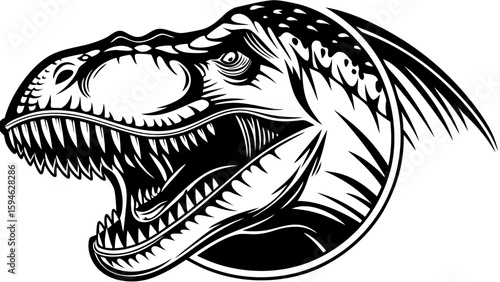 Ferocious T-Rex Head Illustration – Dinosaur Vector Skull Design