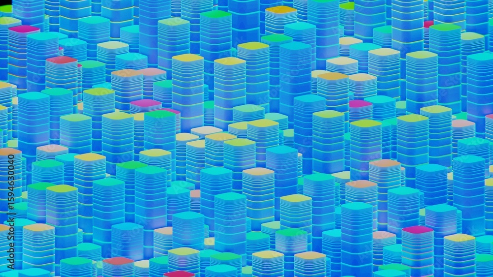 Fototapeta premium a blue background with many colorful shapes