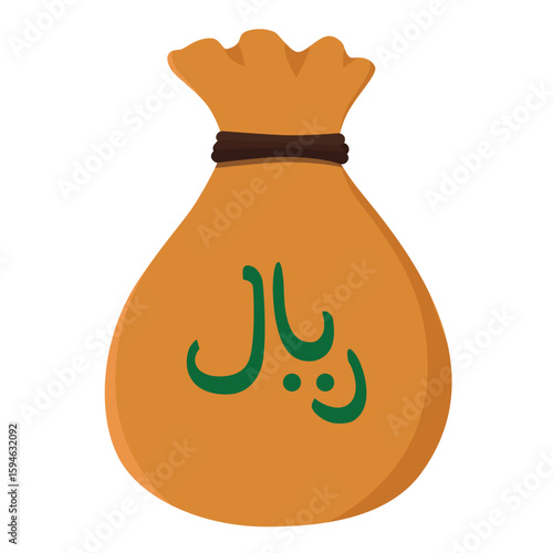 Money sack with riyal currency symbol
