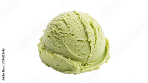 Fotografi matcha ice cream scoop isolated on transparent background