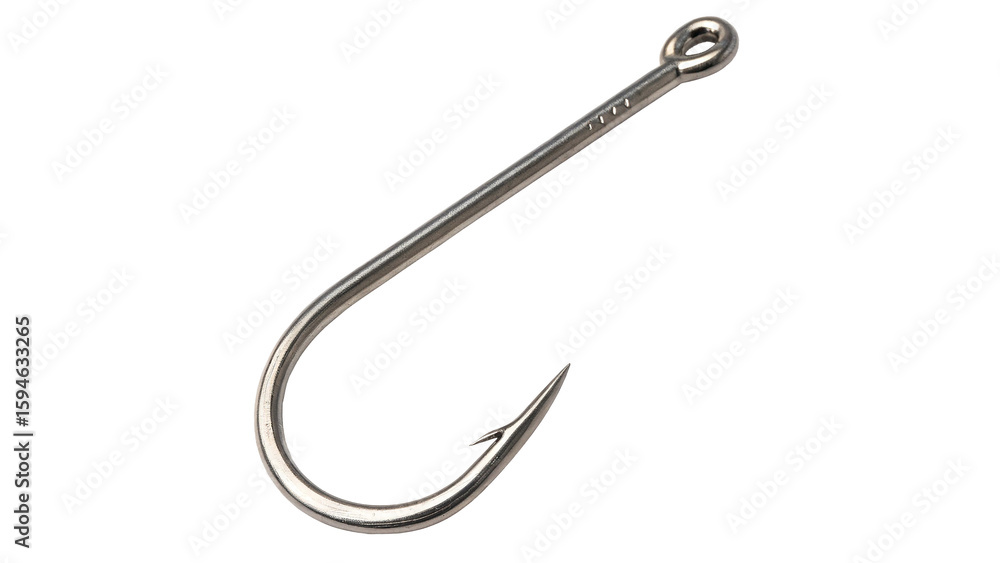 Close-Up of a Steel Fishing Hook Isolated on transparent background Close-Up of a Steel Fishing Hook Isolated on transparent background