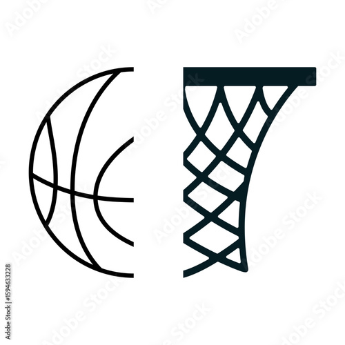 Basketball hoop monogram svg cut file. Isolated vector illustration.