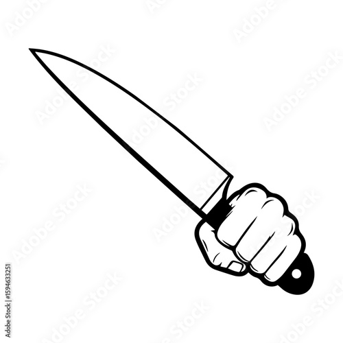 Hand holds cook knife svg cut file. Isolated vector illustration.