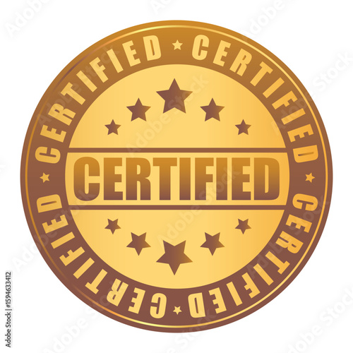 Certified gold seal. Premium quality label or certification emblem