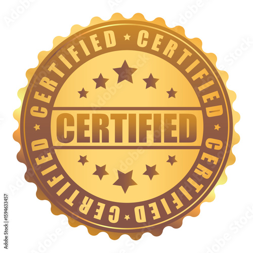 Certified gold seal. Premium quality label or certification emblem