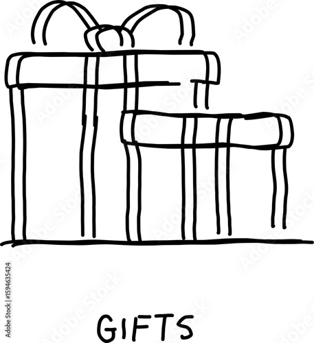 gifts icon in doodle style