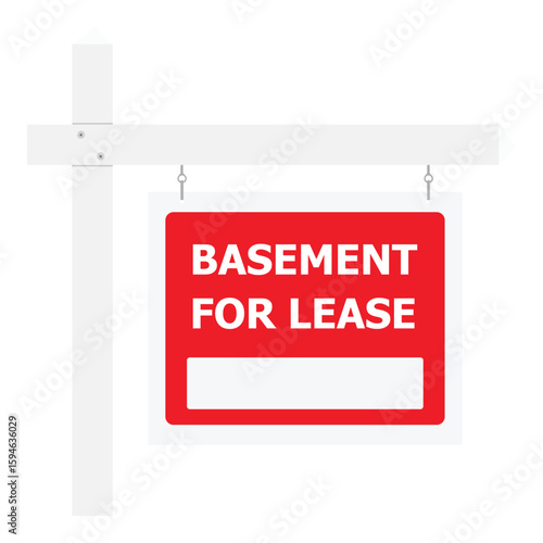 Basement for lease sign. Real estate advertising banner for rental or leasing