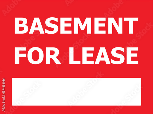 Basement for lease sign. Real estate advertising banner for rental or leasing