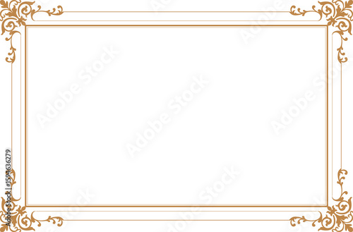 Wallpaper Mural Elements of ornate vintage frames. Border gold on white classic calligraphy swirls, floral motifs. Design print for greeting cards, wedding invitations, restaurant menu, royal certificates. Set 577
 Torontodigital.ca