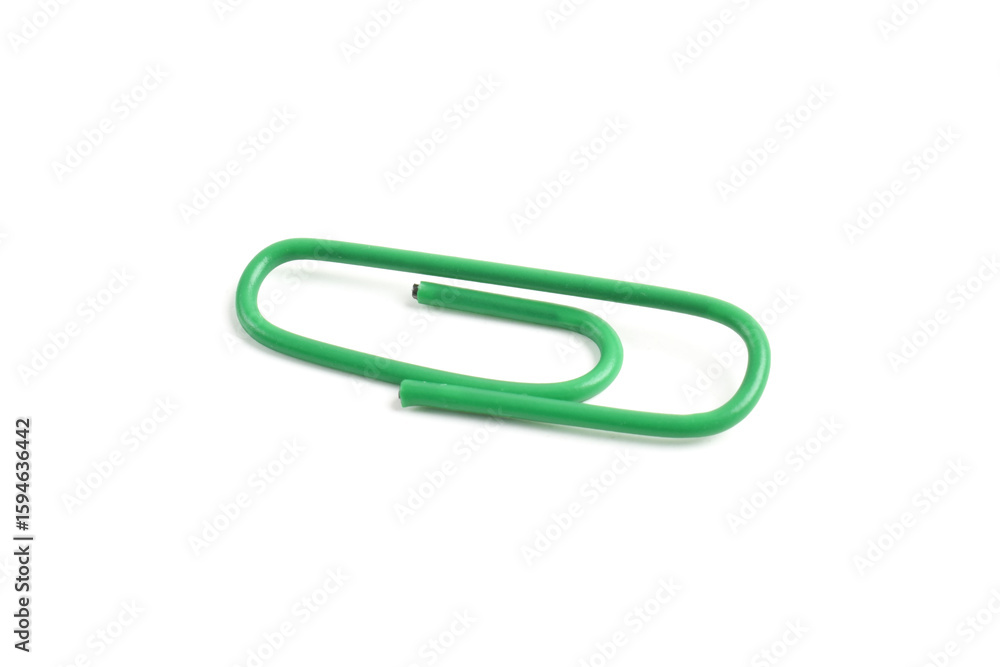 Green paper clip isolated on white background Green paper clip isolated on white background