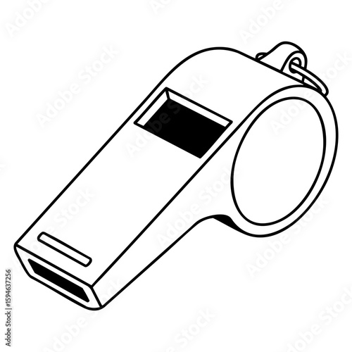 Whistle Outline SVG Vector Black and White Illustration
