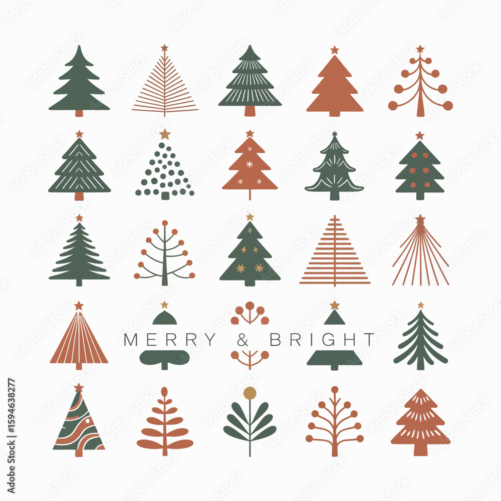 Obraz premium Festive trees and holiday greeting christmas trees