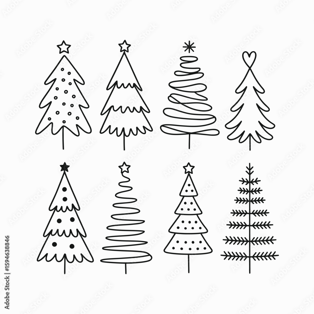 Obraz premium Festive trees with stars and dots christmas trees holiday