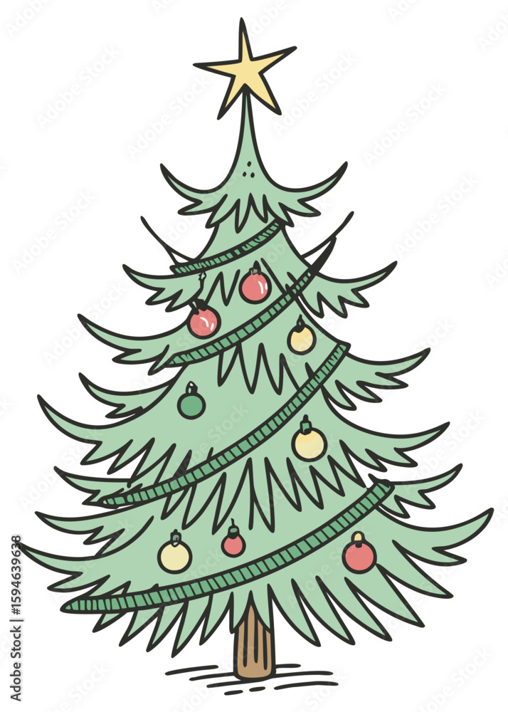 Fototapeta premium Isolated of green heart touching Christmas tree 