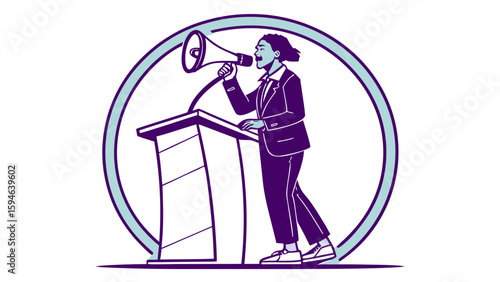 Women announcement on the stage 