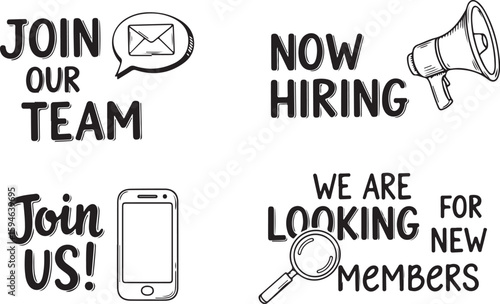 Vector art of join our team and we are looking for new members