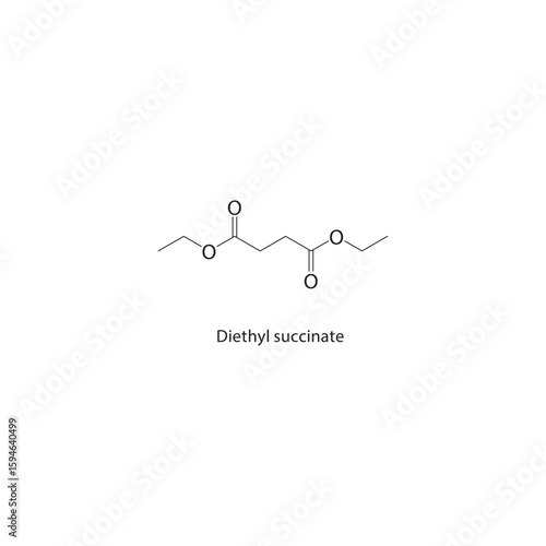 Diethyl succinate skeletal structure. Ester Compound compound schematic illustration. Simple diagram, chemical formula.