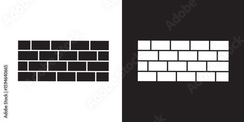set off Brick wall icon.Black and white brick wall,wall icon design, precisely rendered, red brick wall vector illustration