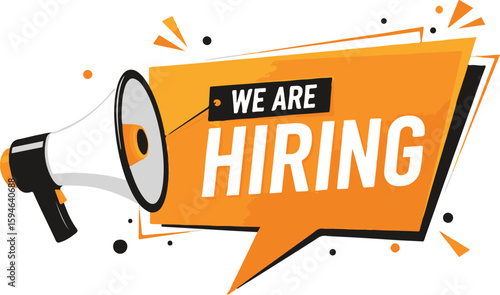 Vector art of we are hiring announcement via megaphone