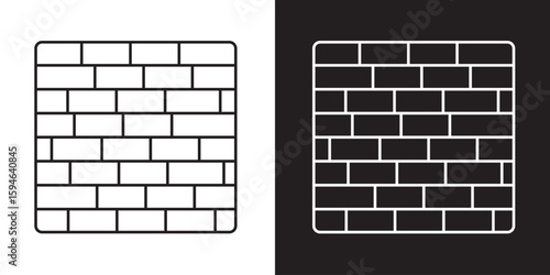 Brick wall icon set in two colors. Vector illustration.