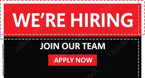 Vector art of we are hiring, join our team, apply now sign
