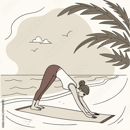 yoga on the beach vector 