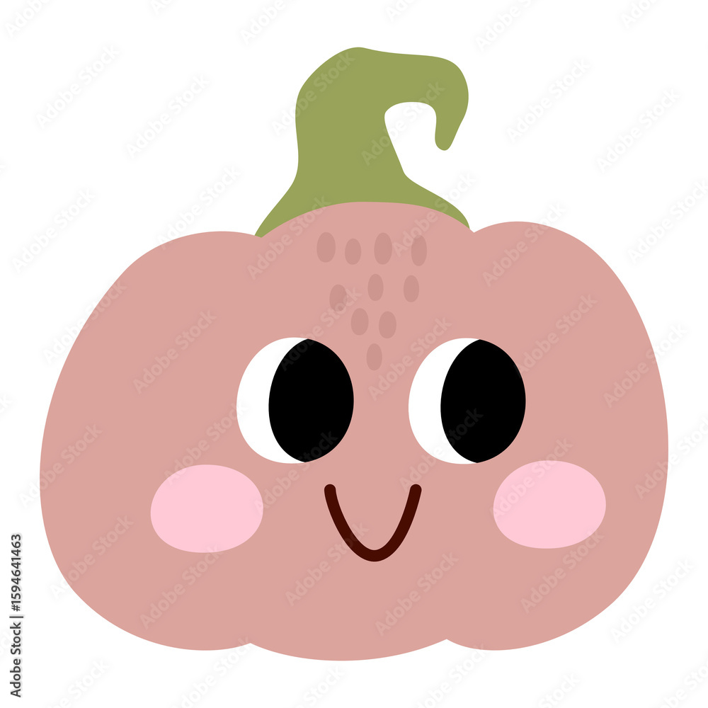 Fototapeta premium Happy halloween party invitation card with spooky pumpkin, cute . A set of scary items for celebrating Halloween. Halloween clipart with ghost, pumpkin