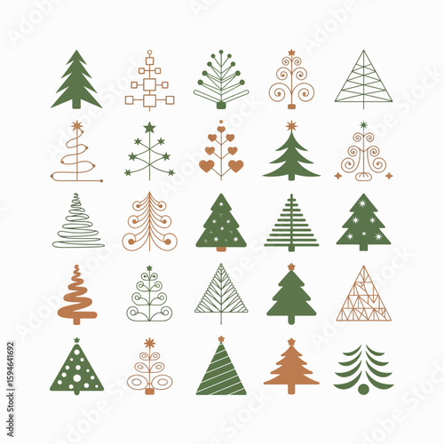 Various Christmas tree illustrations christmas trees