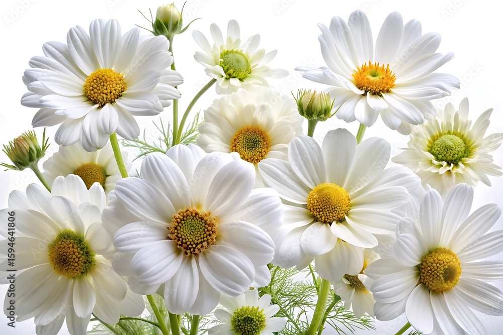 Obraz premium Bunch of white flowers with yellow centers