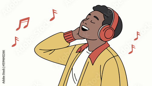 young man listening to music with headphones 