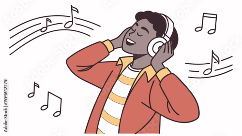 man listening to music illustration 