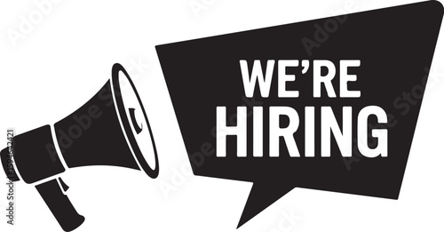 Vector art of megaphone announces we are hiring with sound waves