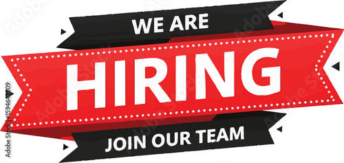 Vector art of we are hiring join our team red and black banner