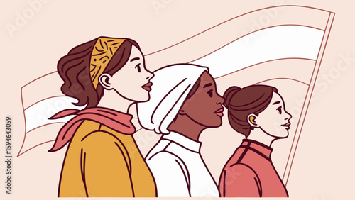 Three women's going equality-day