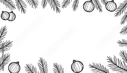 Abstract Christmas frame with baubles – Holiday coloring book design